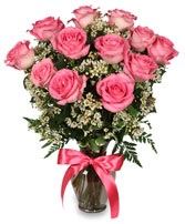 EA 1209 Pink blush 12 roses arranged in a vase or cut bouquet