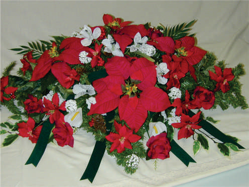 FC 4142 Poinsettia casket top for Christmas season
